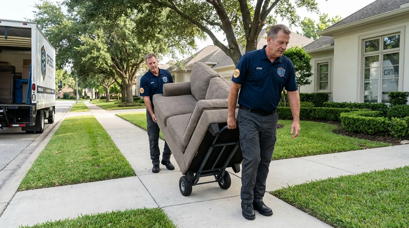 Local residential moving crew loading furniture in La Mesa, CA